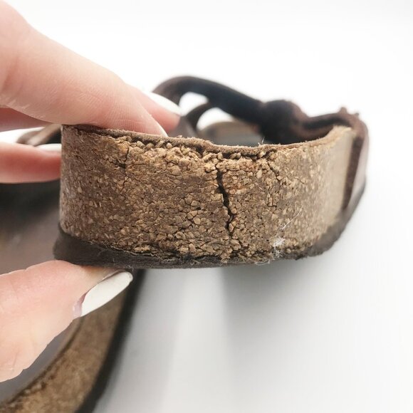 BIRKENSTOCK Granada Brown Leather Strap Flip Flop Sandals Womens 7.5 Boho Summer - Picture 7 of 13